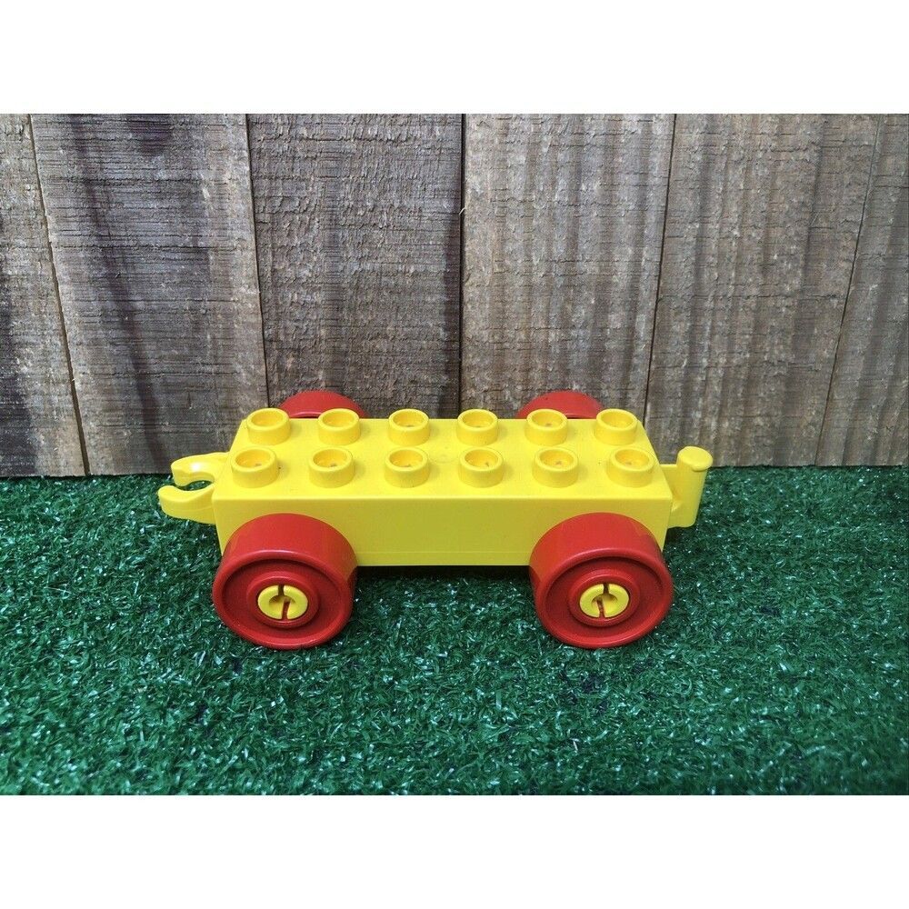 Lego Duplo 2 x 6 Brick Yellow Base Train Car with Red Wheels
